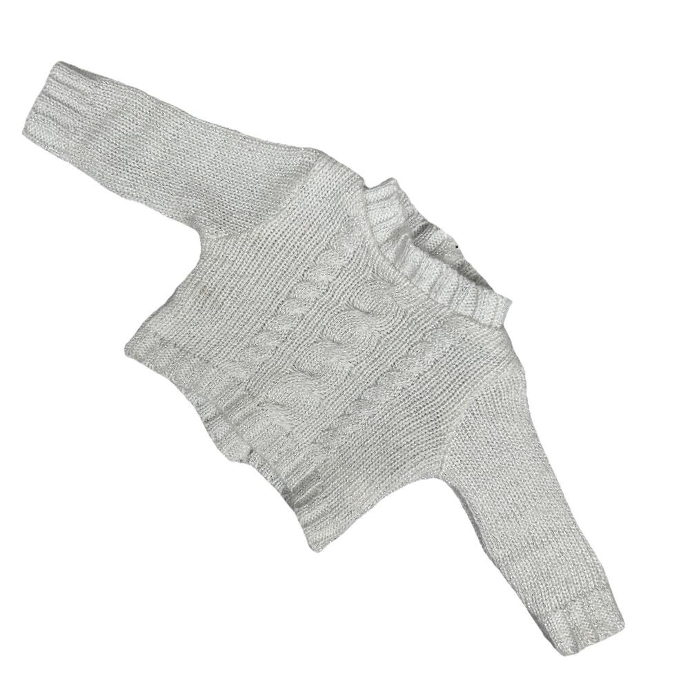 American Girl Doll Sparkling Knit Sweater Soft As Snow Silver White Top